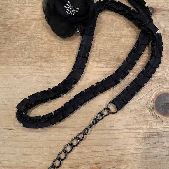 Womens VTG Ribbon Organza Silver chain floral belt cottagecore Stevie Nicks L/XL - Picture 5 of 7